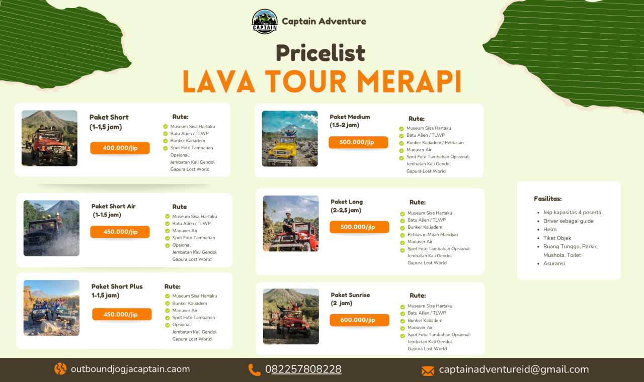 Pricelist Lava Tour Merapi